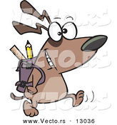 Vector of a Cartoon Dog Walking with Backpack to School by Toonaday