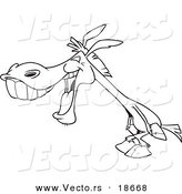 Vector of a Cartoon Donkey Laughing - Outlined Coloring Page by Toonaday