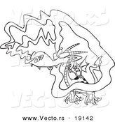 Vector of a Cartoon Dragon Catching a Whiff - Outlined Coloring Page by Toonaday
