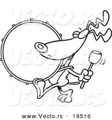 Vector of a Cartoon Drummer Dog - Outlined Coloring Page by Toonaday