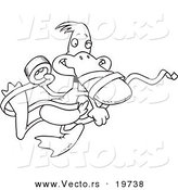 Vector of a Cartoon Duck with Tape - Outlined Coloring Page by Toonaday
