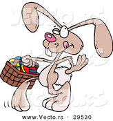 Vector of a Cartoon Easter Bunny Looking for Places to Hide Eggs by Toonaday