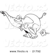 Vector of a Cartoon Elephant Fetching a Bone - Outlined Coloring Page by Toonaday