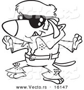 Vector of a Cartoon Elvis Impersonator Dog Dancing - Outlined Coloring Page Drawing by Toonaday