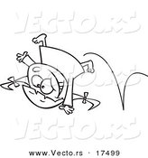 Vector of a Cartoon Energetic Girl Doing a Cartwheel - Coloring Page Outline by Toonaday