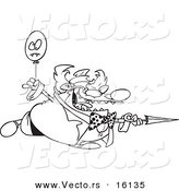 Vector of a Cartoon Evil Clown with a Balloon and Sharp Umbrella - Outlined Coloring Page Drawing by Toonaday