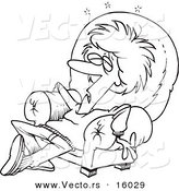 Vector of a Cartoon Exhausted Girl in an Arm Chair - Outlined Coloring Page Drawing by Toonaday