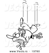 Vector of a Cartoon Falling Man - Outlined Coloring Page by Toonaday