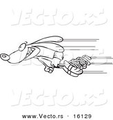 Vector of a Cartoon Fast Rabbit Shooting past with Springs - Outlined Coloring Page Drawing by Toonaday