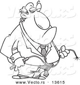 Vector of a Cartoon Fat Businessman Holding a Whip - Coloring Page Outline by Toonaday