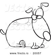 Vector of a Cartoon Fat Dog - Outlined Coloring Page by Toonaday