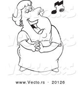 Vector of a Cartoon Fat Lady Singing - Outlined Coloring Page by Toonaday