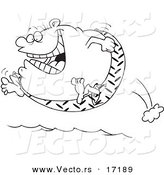 Vector of a Cartoon Fat Man Jumping into Water - Coloring Page Outline by Toonaday