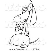 Vector of a Cartoon Fat Wiener Dog Eating a Donut - Outlined Coloring Page by Toonaday