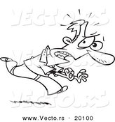Vector of a Cartoon Fearful Man Running - Outlined Coloring Page by Toonaday