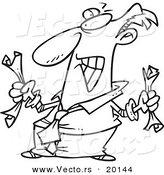 Vector of a Cartoon Fed up Businessman Crumpling Paper - Outlined Coloring Page by Toonaday