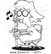Vector of a Cartoon Female Bassoon Player - Coloring Page Outline by Toonaday