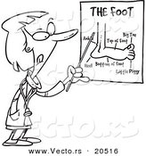 Vector of a Cartoon Female Foot Doctor Pointing at a Chart - Coloring Page Outline by Toonaday