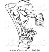 Vector of a Cartoon Female Passenger with a Fear of Flight - Coloring Page Outline by Toonaday