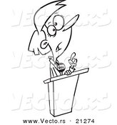Vector of a Cartoon Female Political Candidate - Outlined Coloring Page by Toonaday
