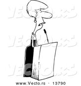 Vector of a Cartoon Female Speaker at a Podium - Coloring Page Outline by Toonaday