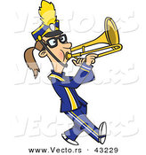 Vector of a Cartoon Female Trombone Player Marching by Toonaday
