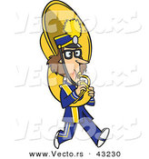 Vector of a Cartoon Female Tuba Player Marching by Toonaday