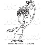 Vector of a Cartoon Fertile Woman Watering the Flowers on Her Head - Outlined Coloring Page by Toonaday