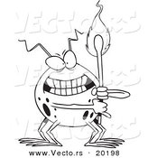 Vector of a Cartoon Fire Bug Holding a Match - Outlined Coloring Page by Toonaday