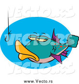 Vector of a Cartoon Fish Staring at a Hook by Toonaday