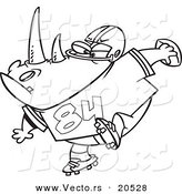 Vector of a Cartoon Football Rhino - Coloring Page Outline by Toonaday