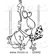 Vector of a Cartoon Free Falling Businessman - Coloring Page Outline by Toonaday