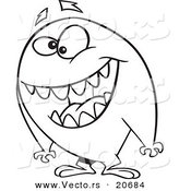 Vector of a Cartoon Friendly Monster - Coloring Page Outline by Toonaday