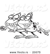 Vector of a Cartoon Frog Couple Dancing - Outlined Coloring Page by Toonaday