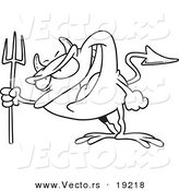 Vector of a Cartoon Frog Devil - Outlined Coloring Page by Toonaday