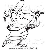 Vector of a Cartoon Frog Golfing - Outlined Coloring Page by Toonaday