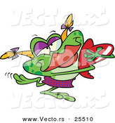 Vector of a Cartoon Frog Hugging a Big Love Heart by Toonaday