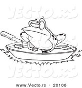 Vector of a Cartoon Frog on a Frying Pan - Outlined Coloring Page by Toonaday