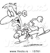 Vector of a Cartoon Furious Businessman Stomping and Screaming - Outlined Coloring Page Drawing by Toonaday