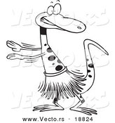 Vector of a Cartoon Gecko Hula Dancing - Outlined Coloring Page by Toonaday