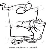 Vector of a Cartoon Ghost Boy Trick or Treating - Outlined Coloring Page Drawing by Toonaday