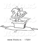 Vector of a Cartoon Gift Box - Coloring Page Outline by Toonaday