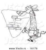 Vector of a Cartoon Giraffe Spray Painting a G on a Wall - Outlined Coloring Page Drawing by Toonaday