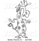 Vector of a Cartoon Giraffe with Flower Spots - Coloring Page Outline by Toonaday