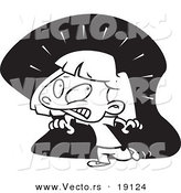 Vector of a Cartoon Girl Afraid of the Dark - Outlined Coloring Page by Toonaday