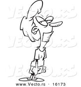 Vector of a Cartoon Girl Gagged with Tape - Outlined Coloring Page Drawing by Toonaday