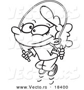Vector of a Cartoon Girl Jump Roping - Outlined Coloring Page by Toonaday