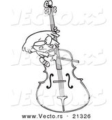 Vector of a Cartoon Girl Playing a Giant Bass - Outlined Coloring Page by Toonaday