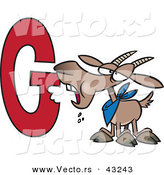 Vector of a Cartoon Goat Eating the Alphabet Letter G by Toonaday