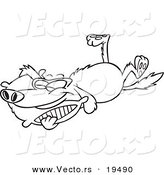 Vector of a Cartoon Golden Retriever Sleeping on a Pillow - Outlined Coloring Page by Toonaday